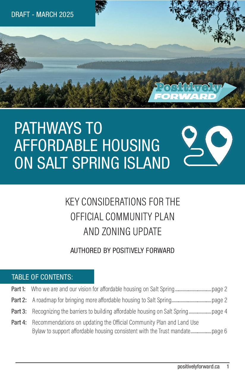 Pathways to Affordable Housing on Salt Spring Island